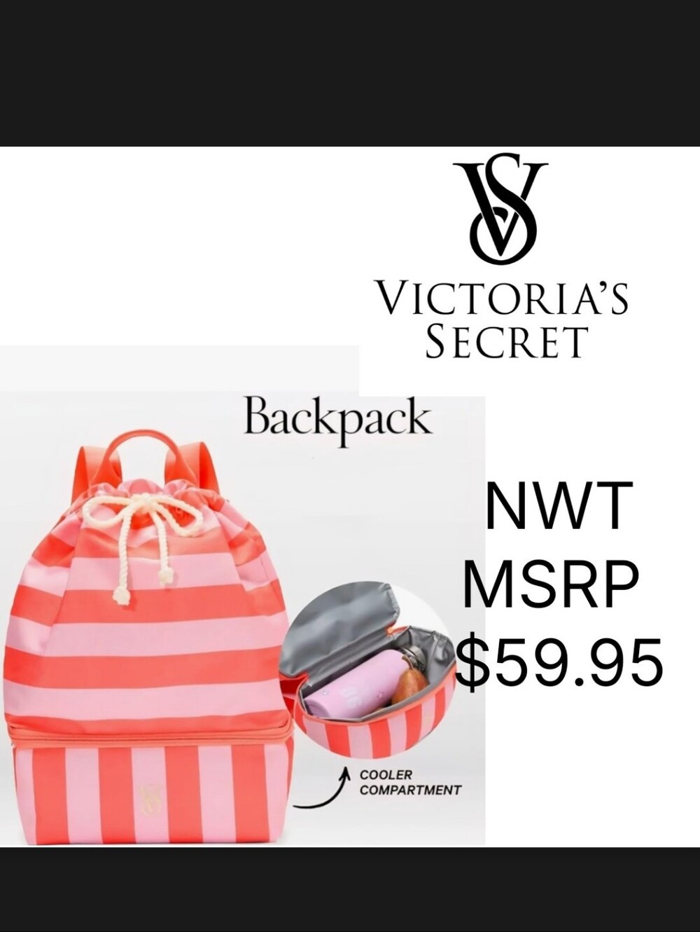 NWT Victoria's Secret Beach Cooler Backpack Summer Bag